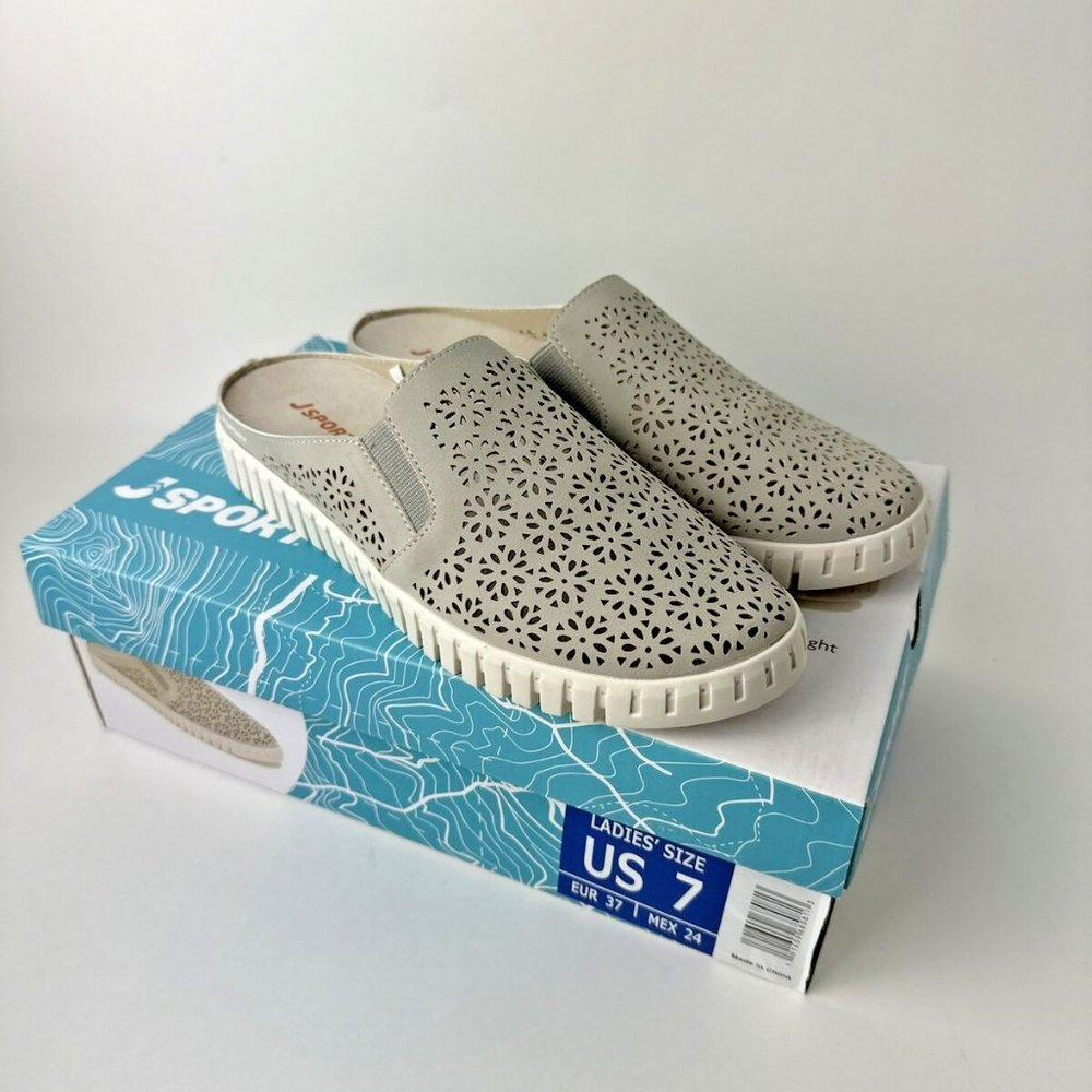 Jsport Floral Mule Slip On Contoured Lightweight Shoes -Taupe-
